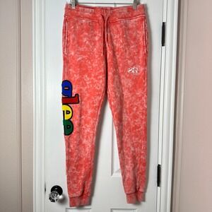 Sniper Gang Kodak Black Glee Men Red Acid Wash Tie Dye Joggers Logo Sweatpants M